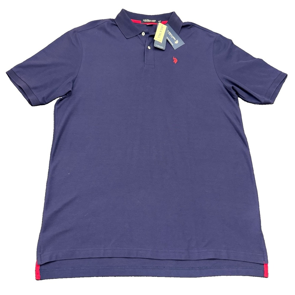 NWT U.S. Polo Assn Ultimate Pique Polo Navy Blue Red Pony Size XLT